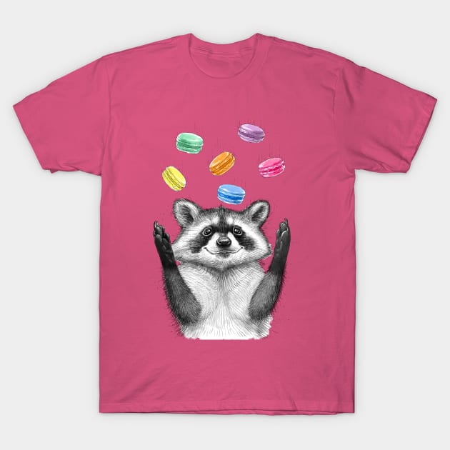 raccoon and macarons T-Shirt by NikKor